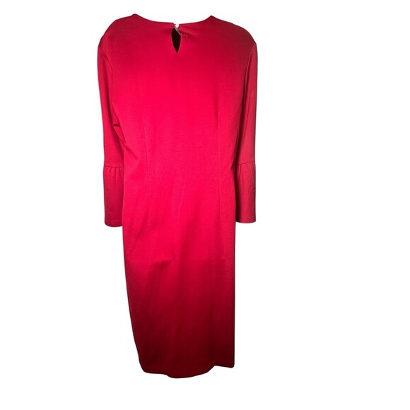 J McLaughlin Women Dress Size L Red Catalina Cloth Bell Sleeve Holiday Career - Picture 3 of 9